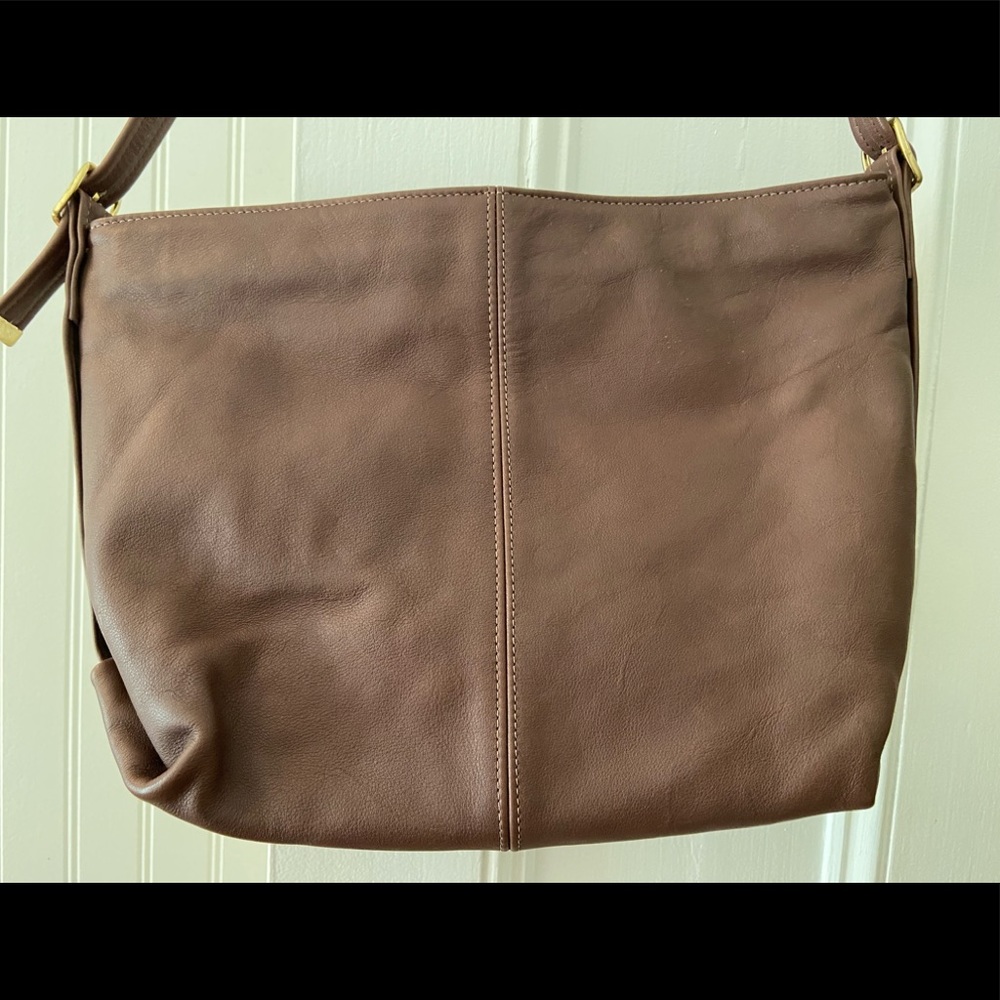 Leather purse with crossbody strap